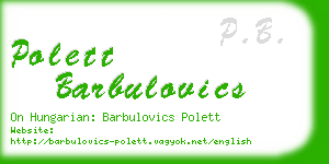 polett barbulovics business card